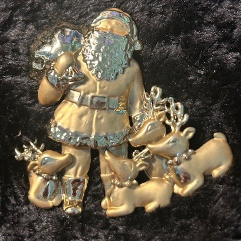 AJC Santa & Reindeer Brooch